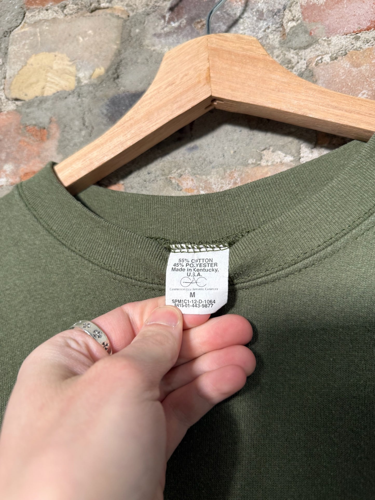 (M) 90s USMC Moss Green Crewneck