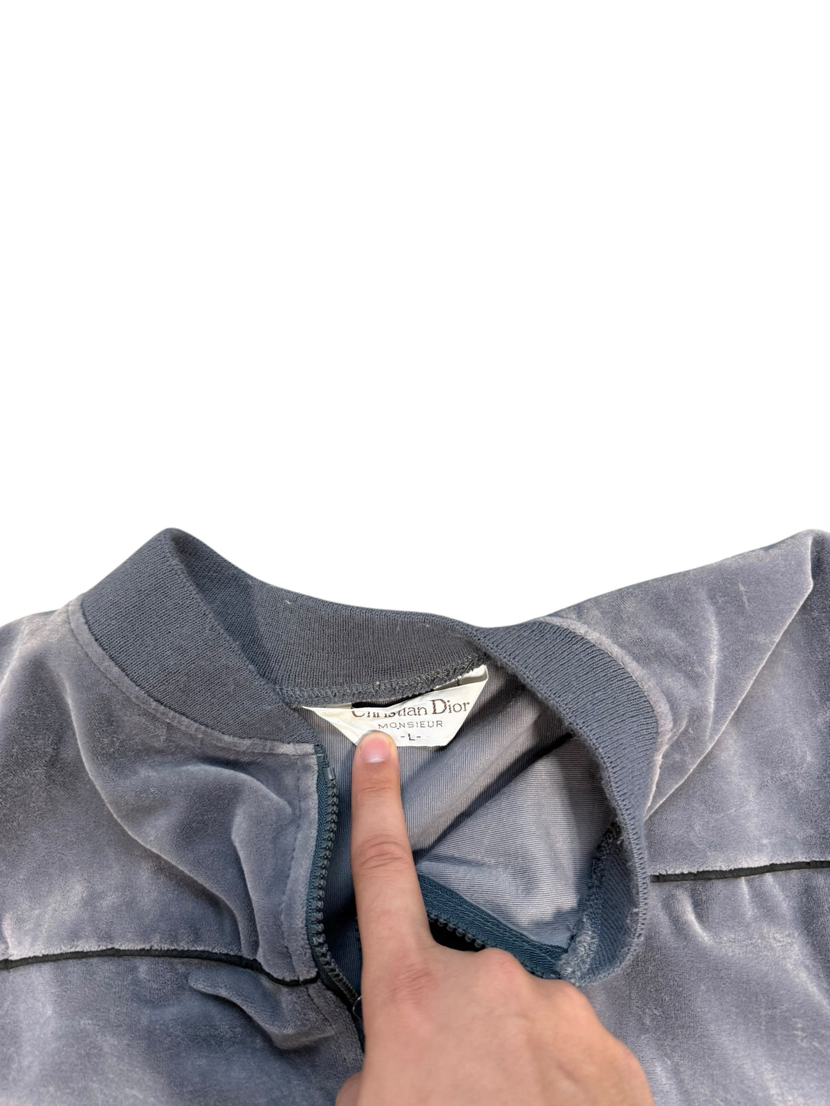 (L) 90s Christian Dior Monsieur Velvet Zip Up Sweater
