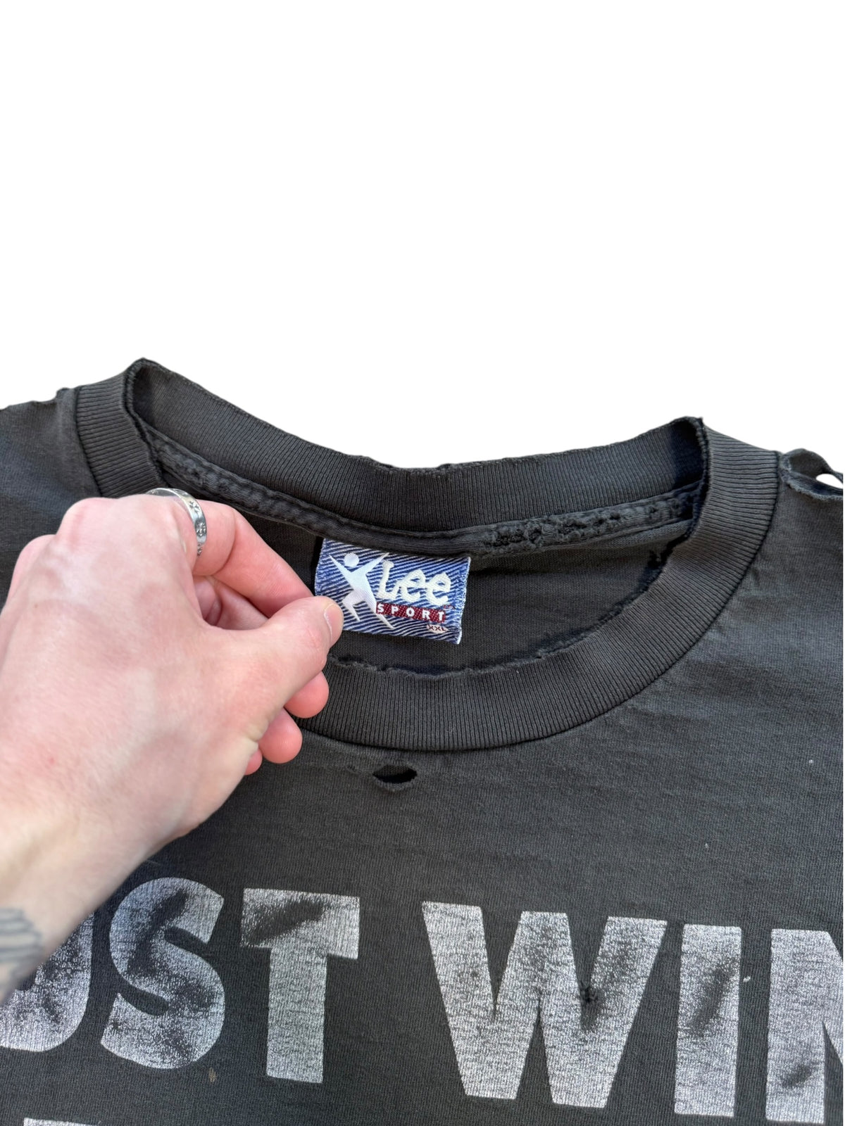 (XXL) Vintage Oakland Raiders Thrashed Black NFL Tee