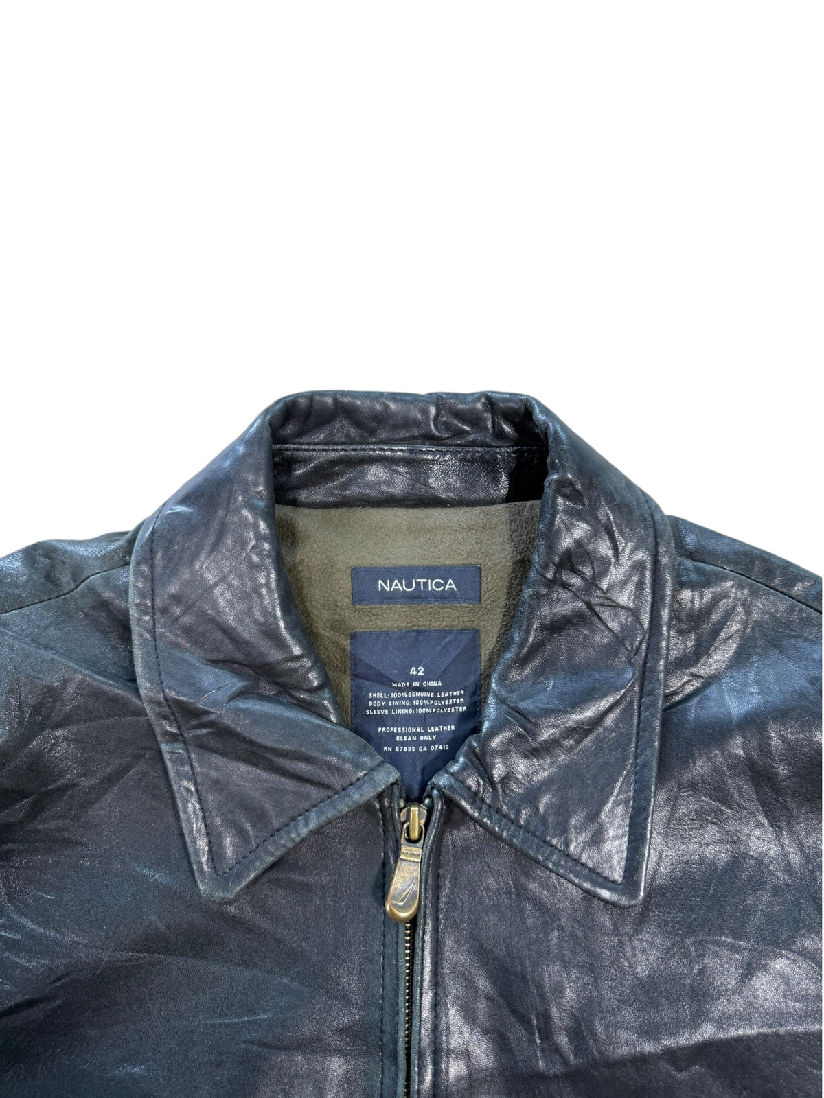 (XL) Vintage Nautica Long Leather Jacket