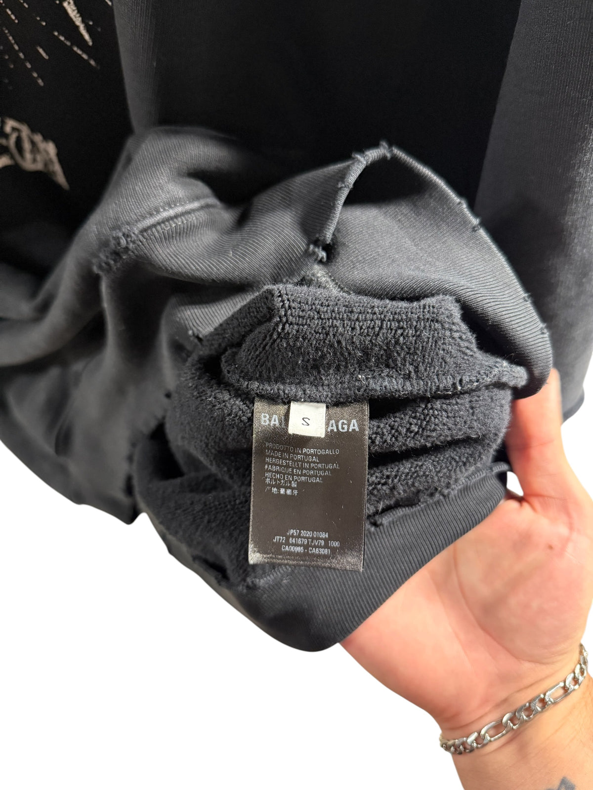 (S) Balenciaga “Free Your Mind” Distressed Hoodie