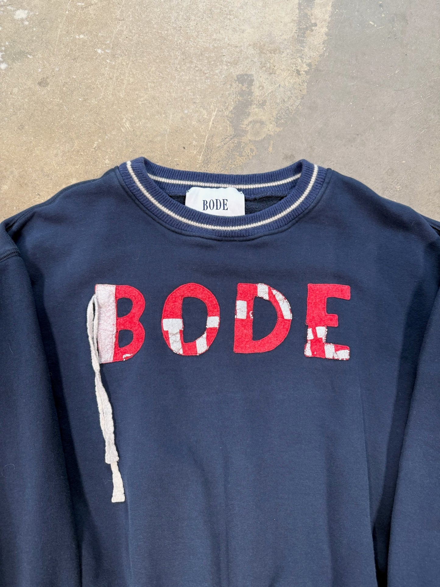 (XL) Bode New York Distressed Cropped Crewneck