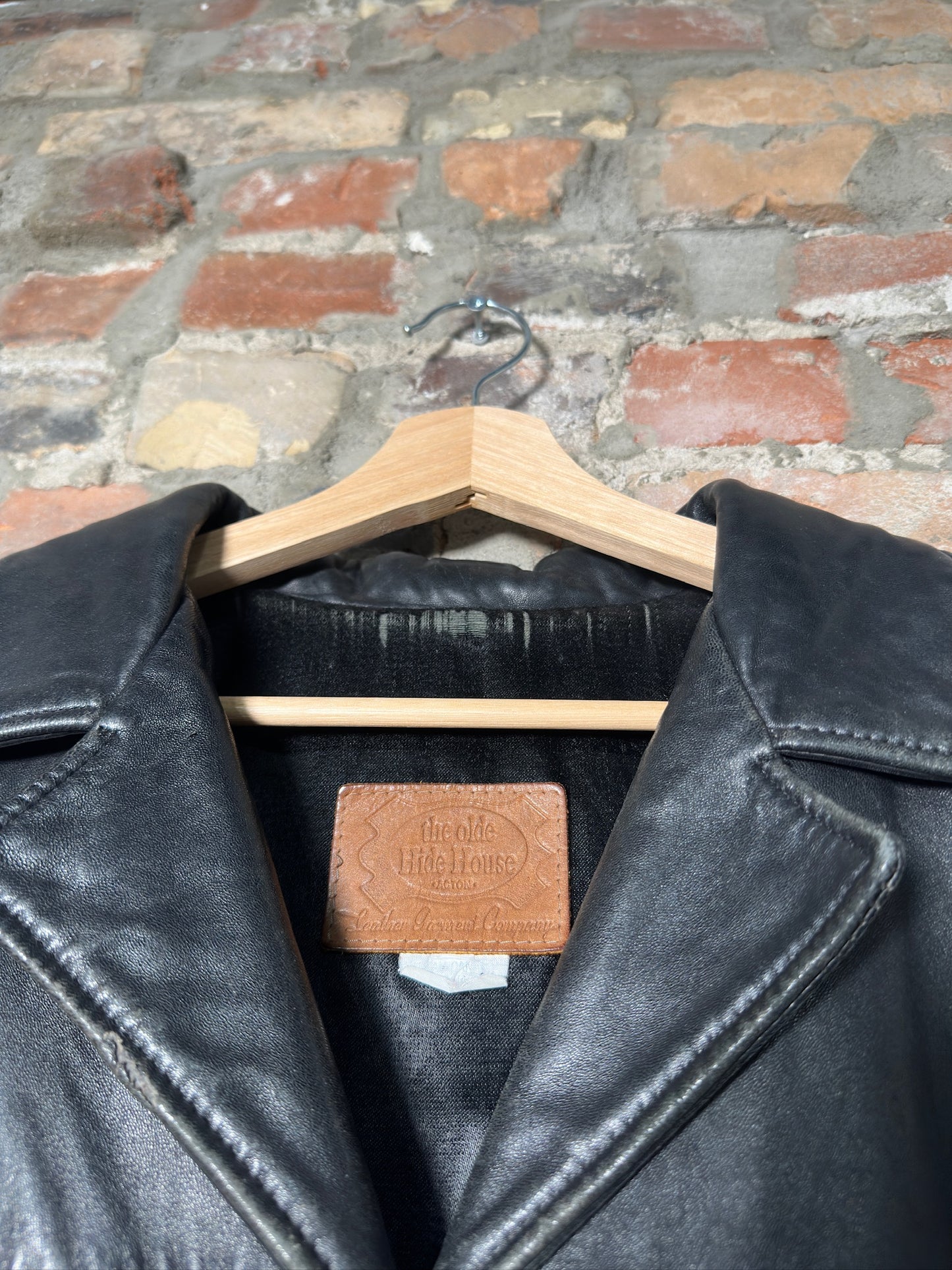 90s Hide House Leather Overcoat Sz L