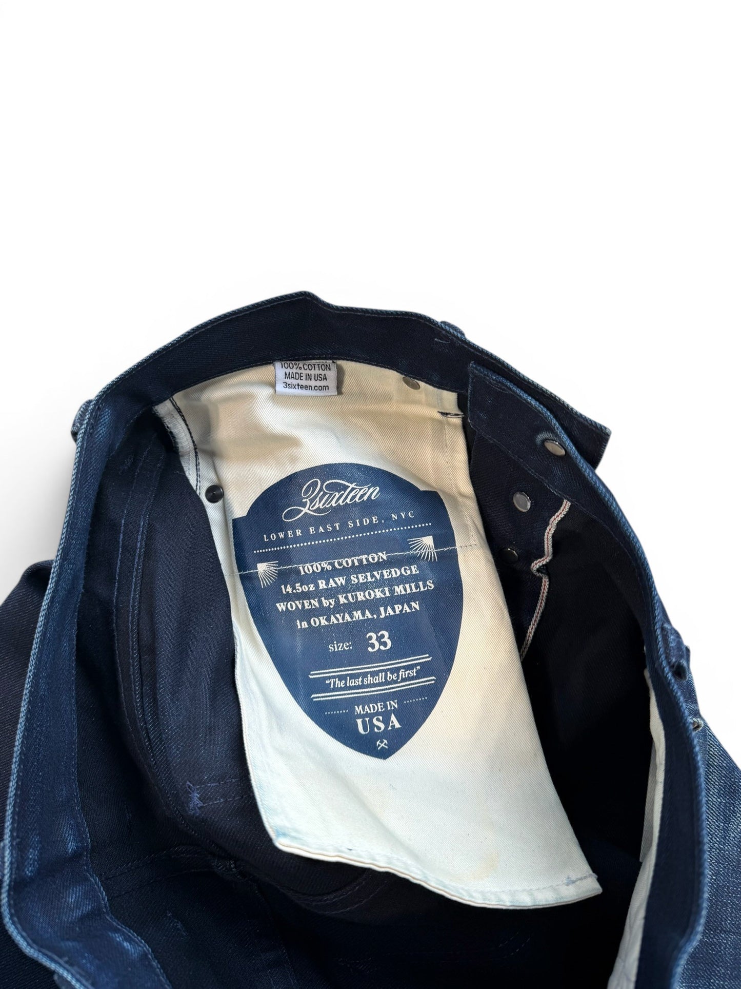 (33W) Vtg 3Sixteen Salvage Dark Wash Jeans