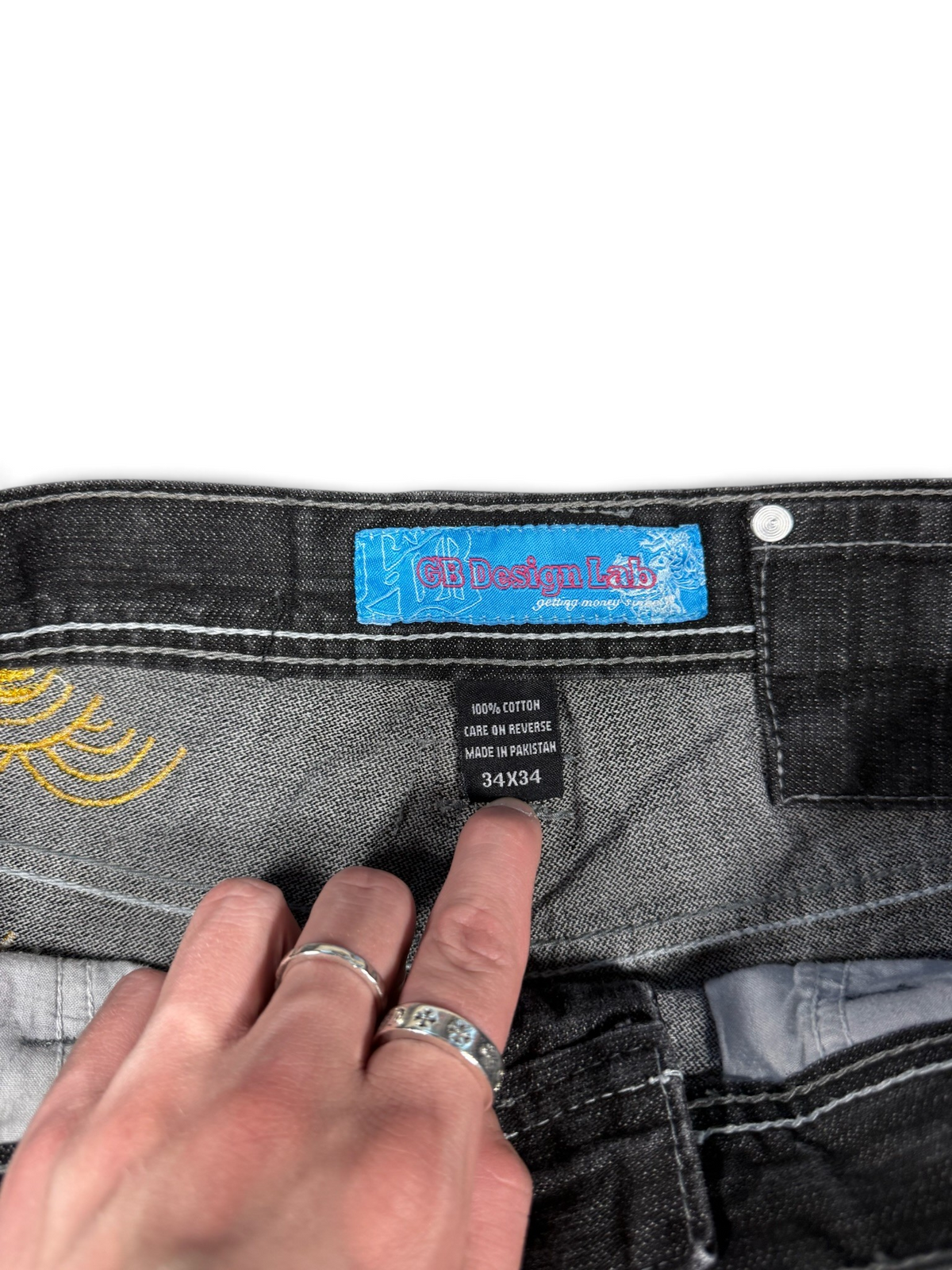 (34x34) Vintage Y2k GB Design Koi Fish Baggy Jeans