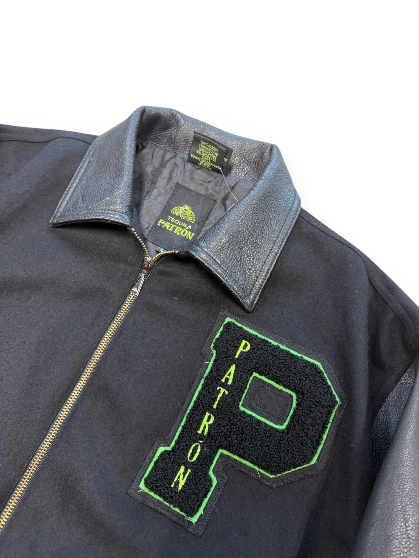 (L) Vintage Patron Tequila Leather Varsity Jacket