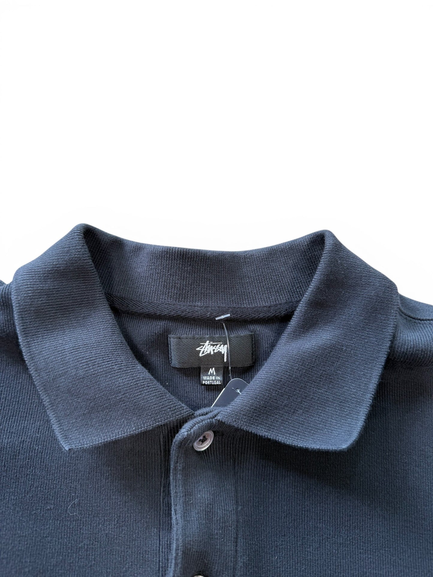 (M) Stussy Rib Polo Black Long Sleeve