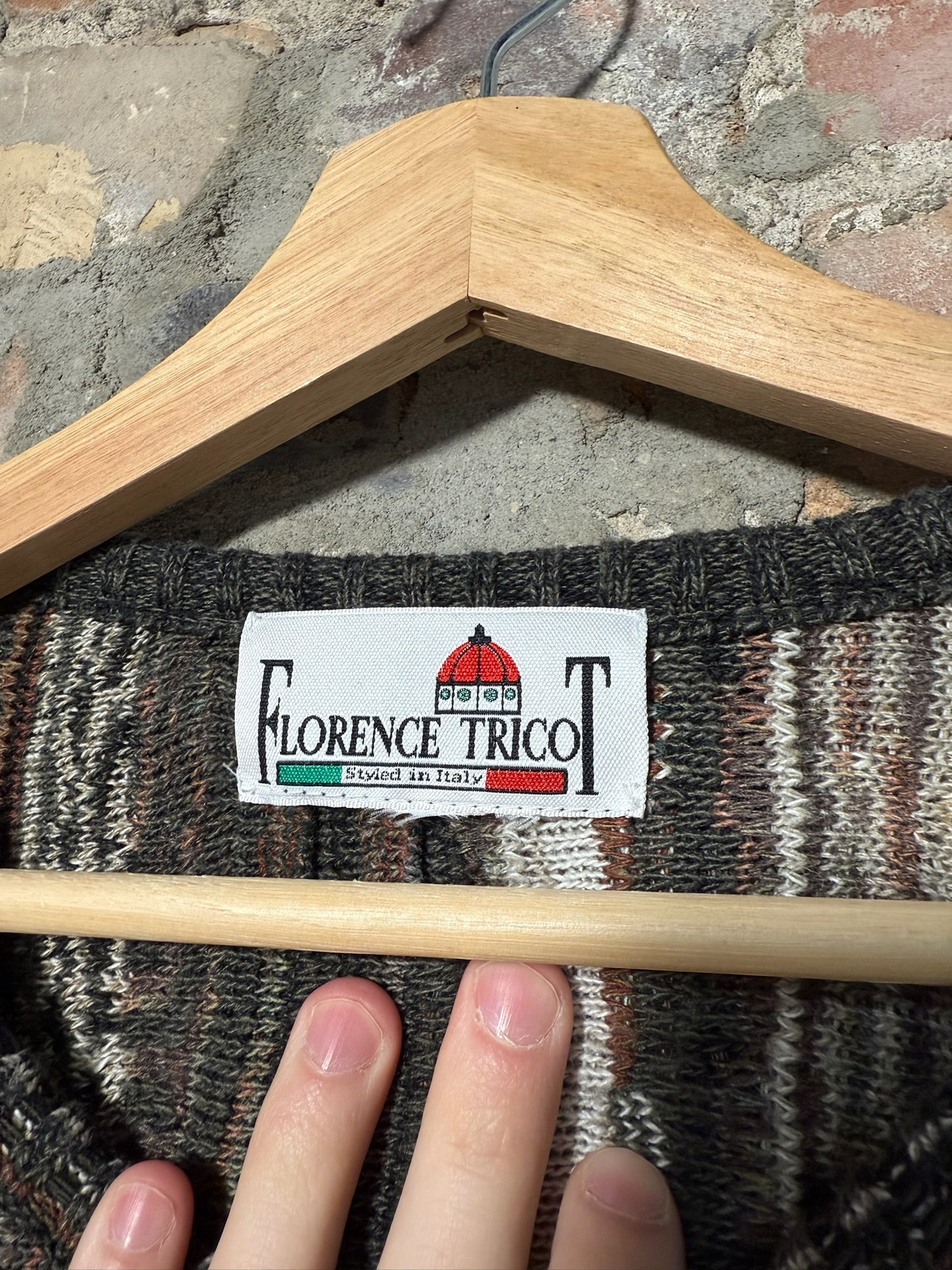 Vtg Florence Tricot 3D Style Knit Sweater Sz L