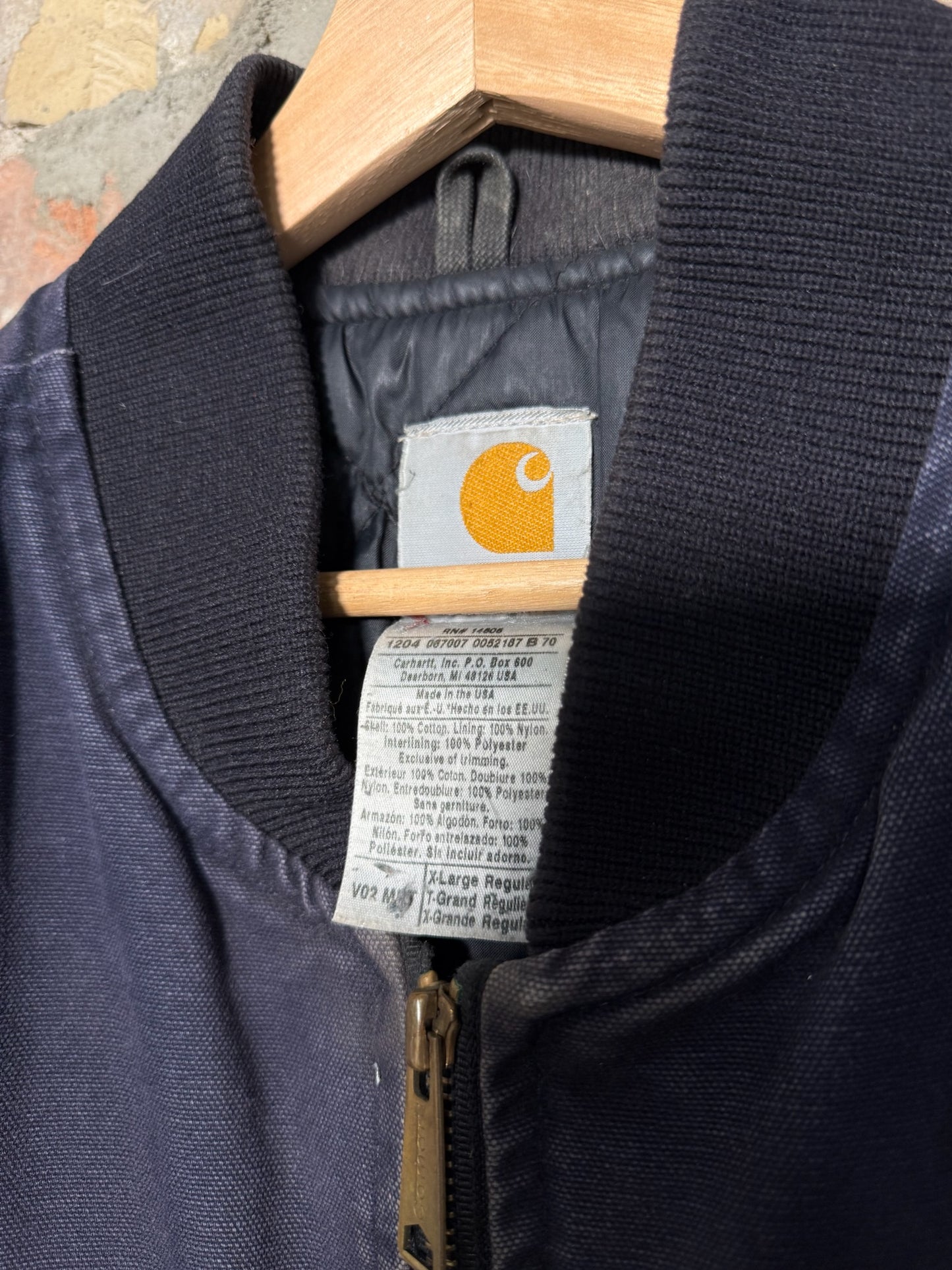 Vtg Carhartt Faded Navy Vest Sz XL