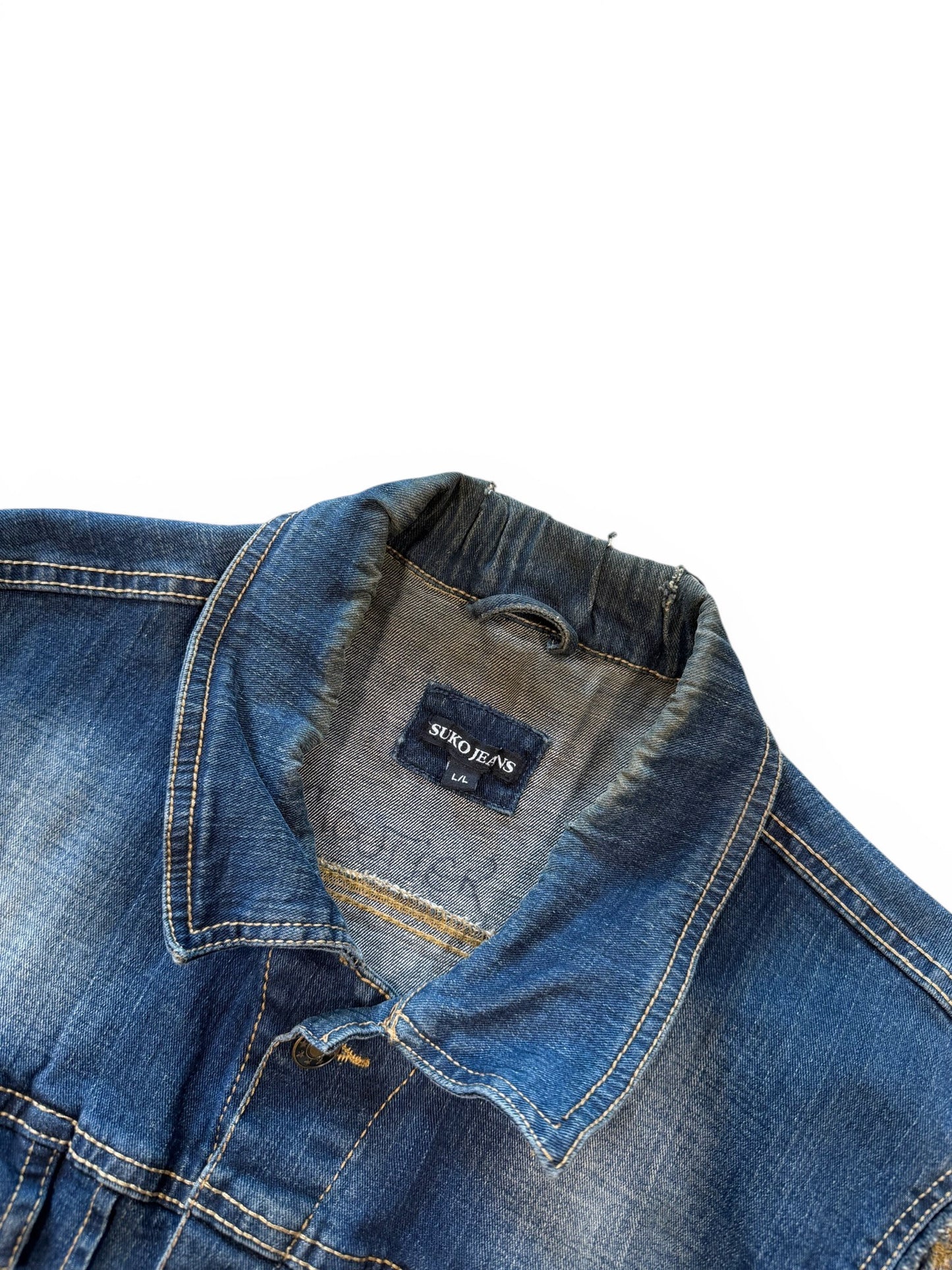 (L) Vintage Slayer Patch Denim Vest