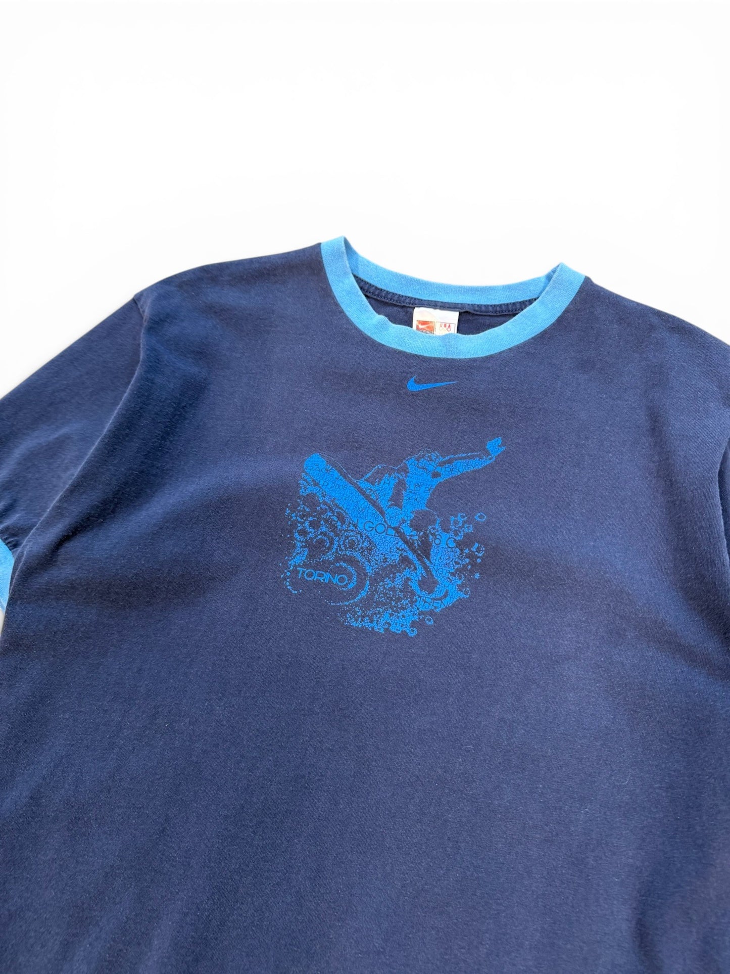 (M) 2006 Nike Torino Olympics Ringer Blue T-Shirt