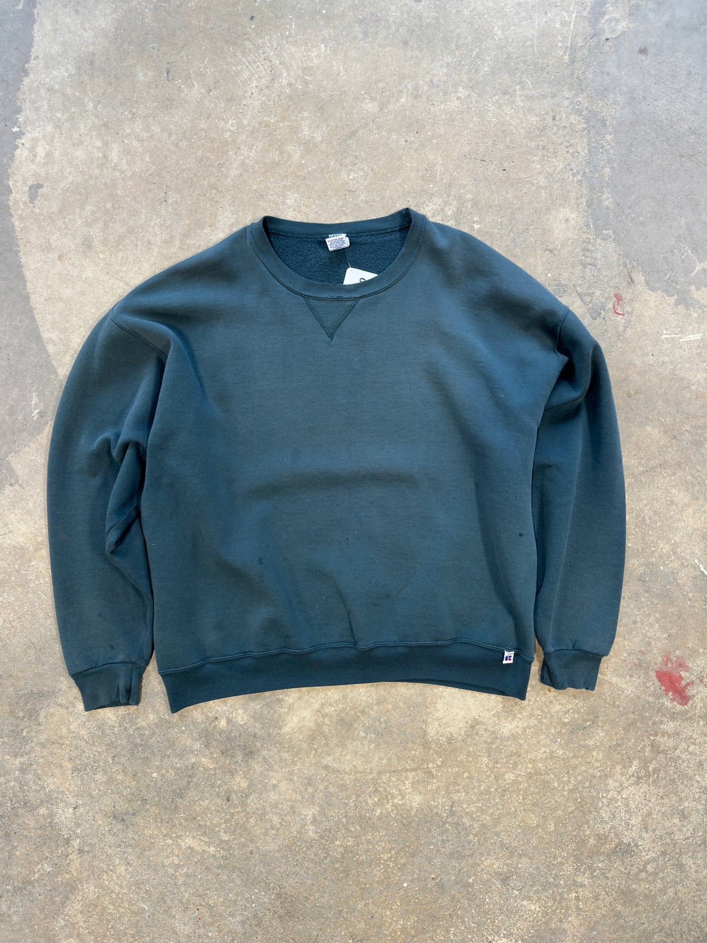 (XXL) Vtg Russell Athletic Blank Dark Green Crewneck