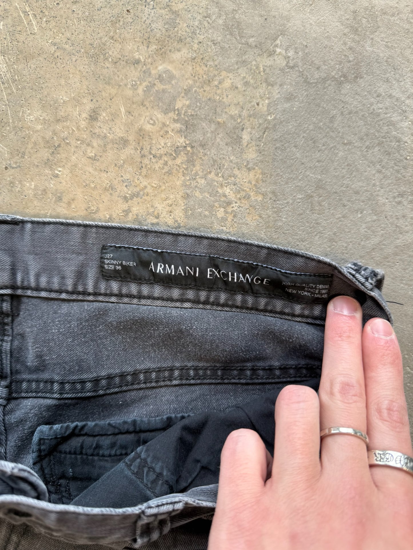 (36") Armani Exchange Skinny Biker Jeans