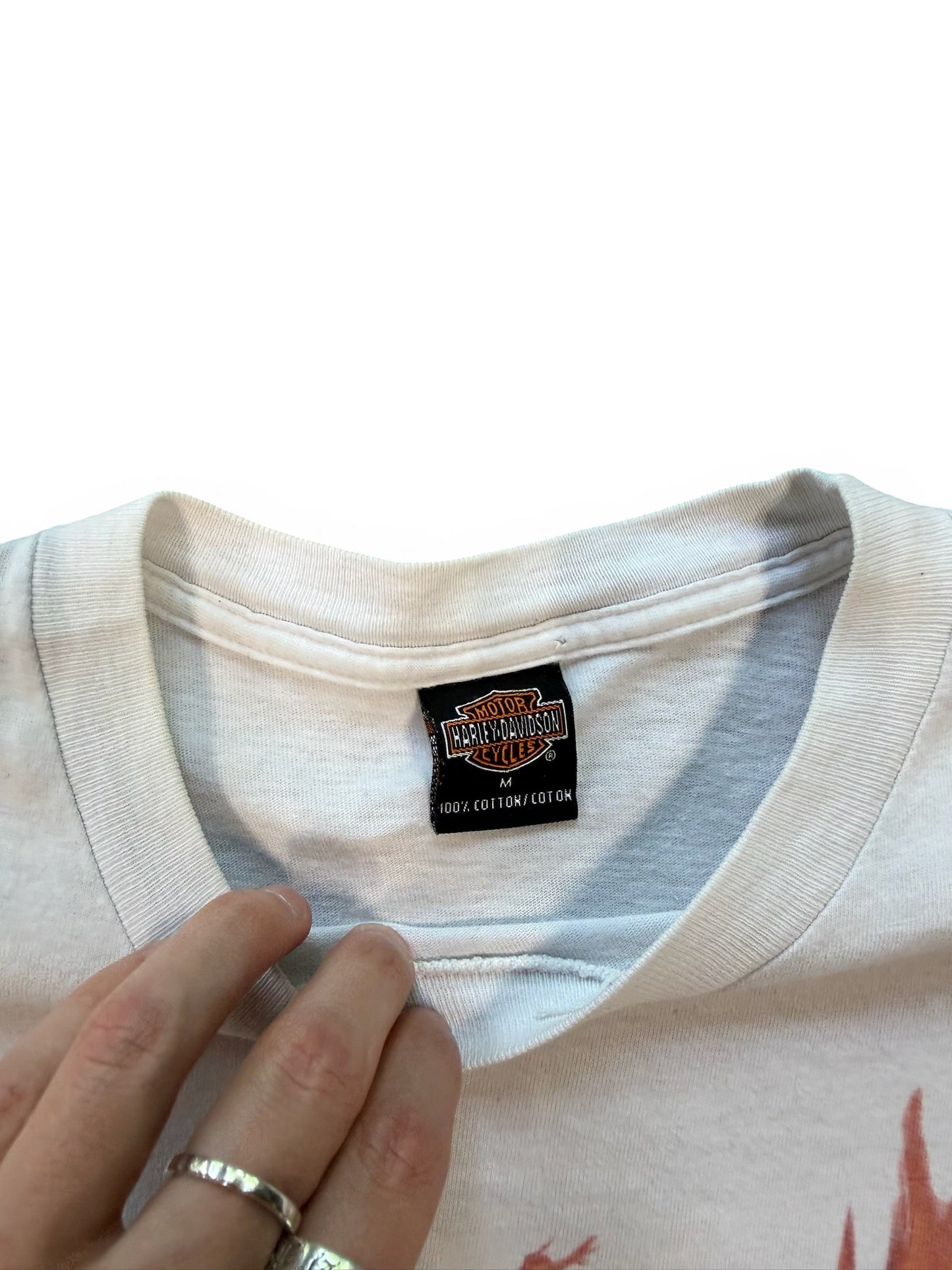 (M) 2001 Harley Davidson Flaming Motor Tee