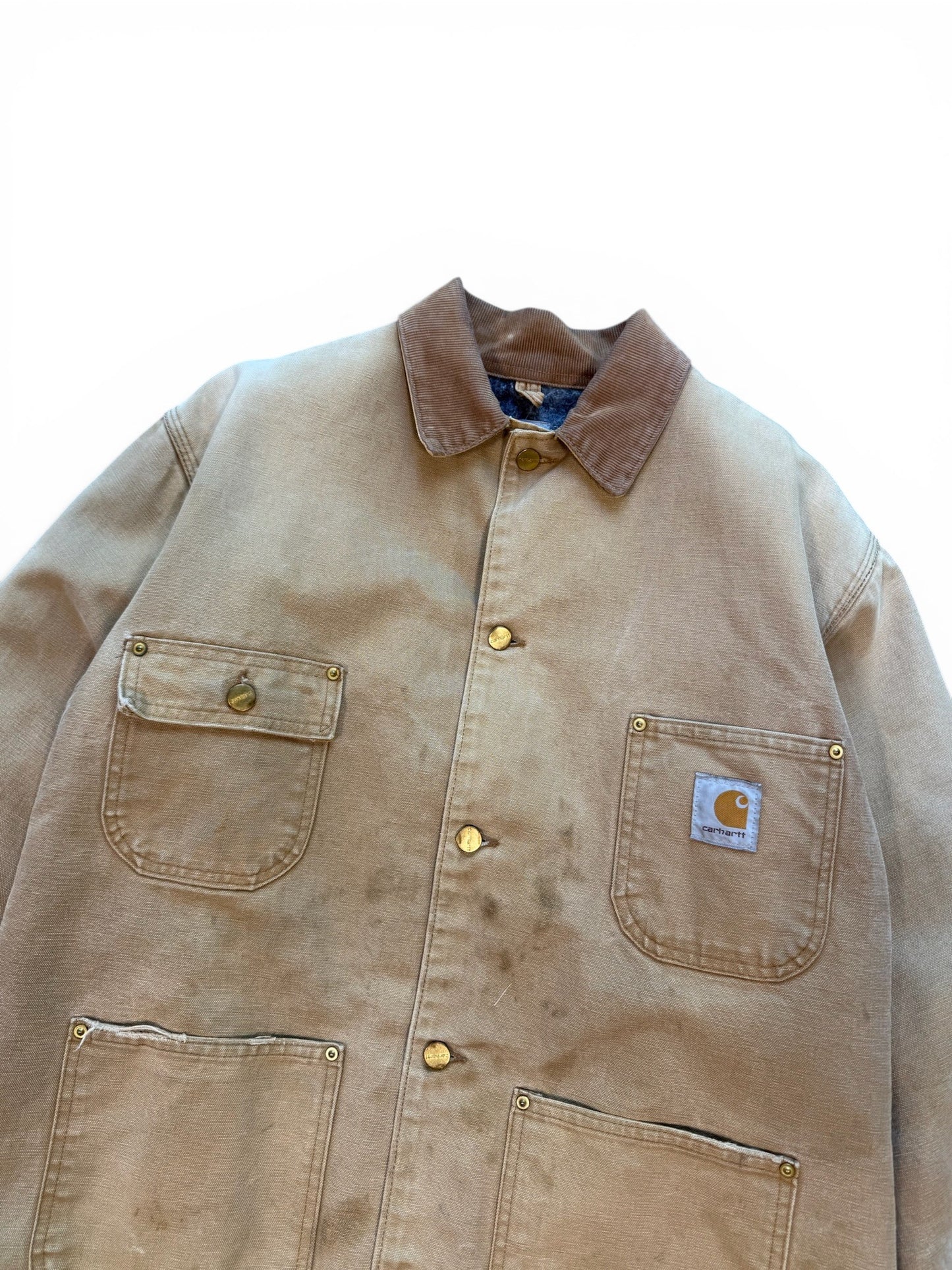 (XL) Vintage 90s Carhartt Chore Jacket Tan