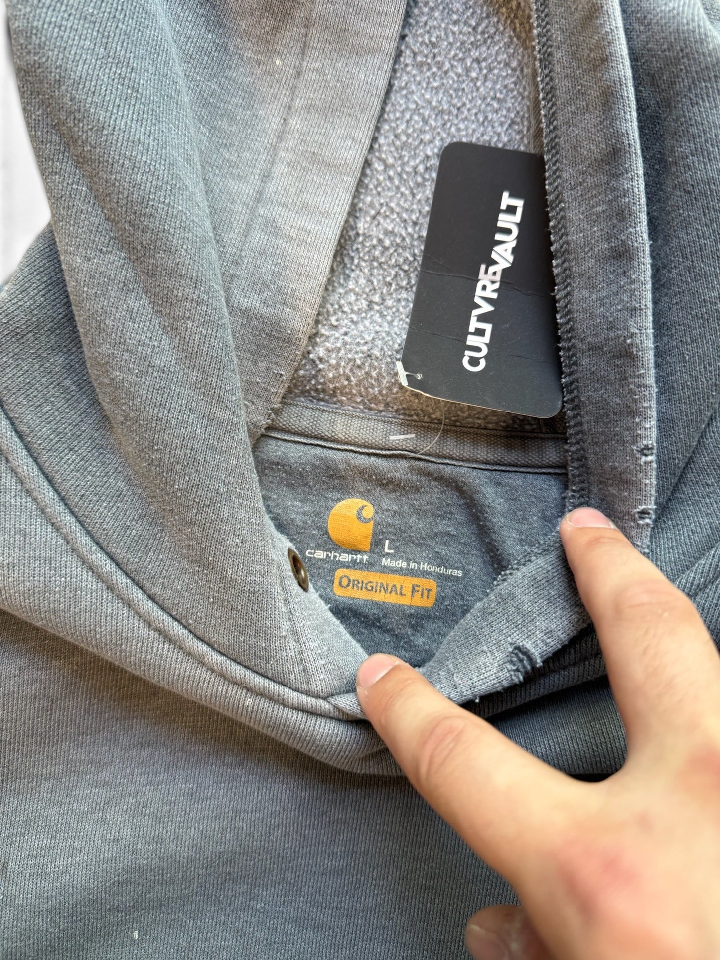 (L) Vintage Carhartt Faded Grey Pullover Hoodie