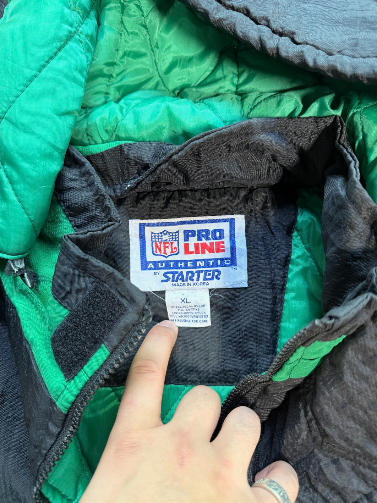 (XL) Vintage 90s New York Jets Hooded Starter Jacket