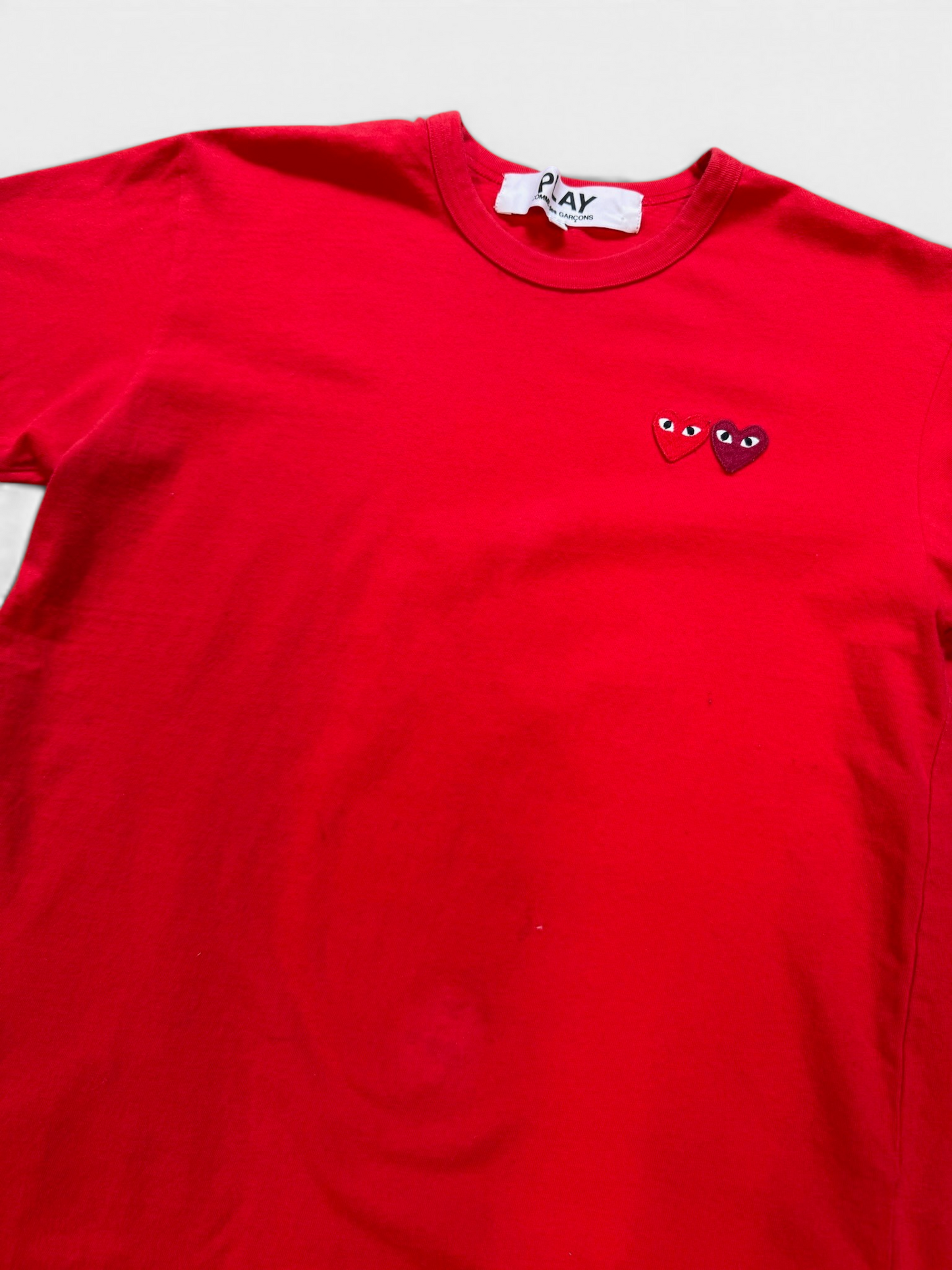 (M) CDG Double Heart Red Tee