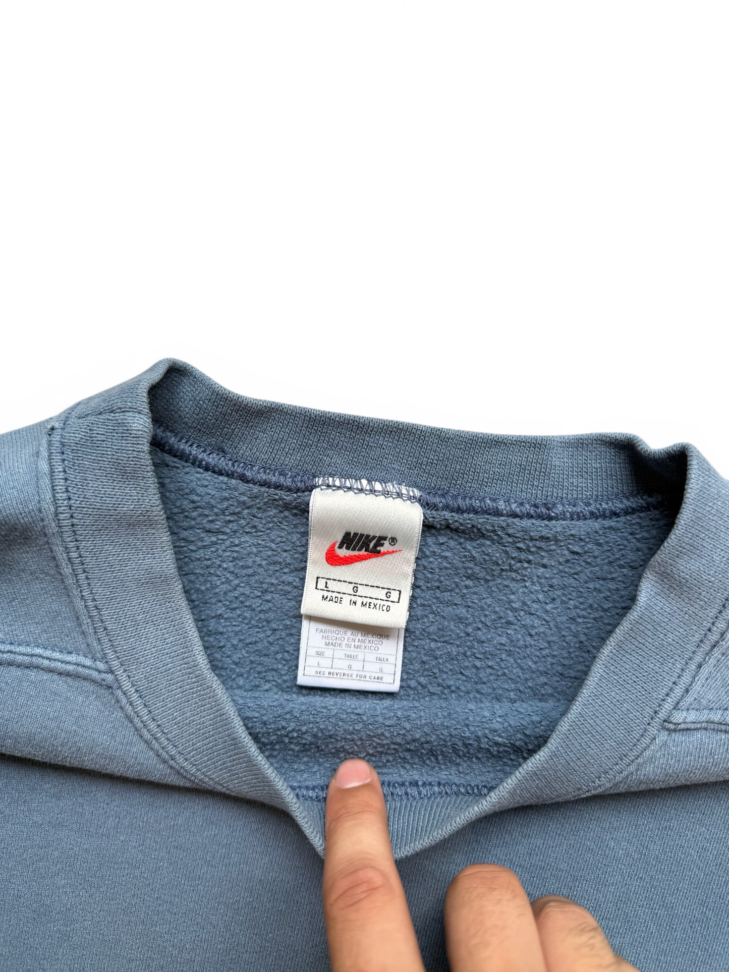 (L) 90s Nike Faded Blue Crewneck