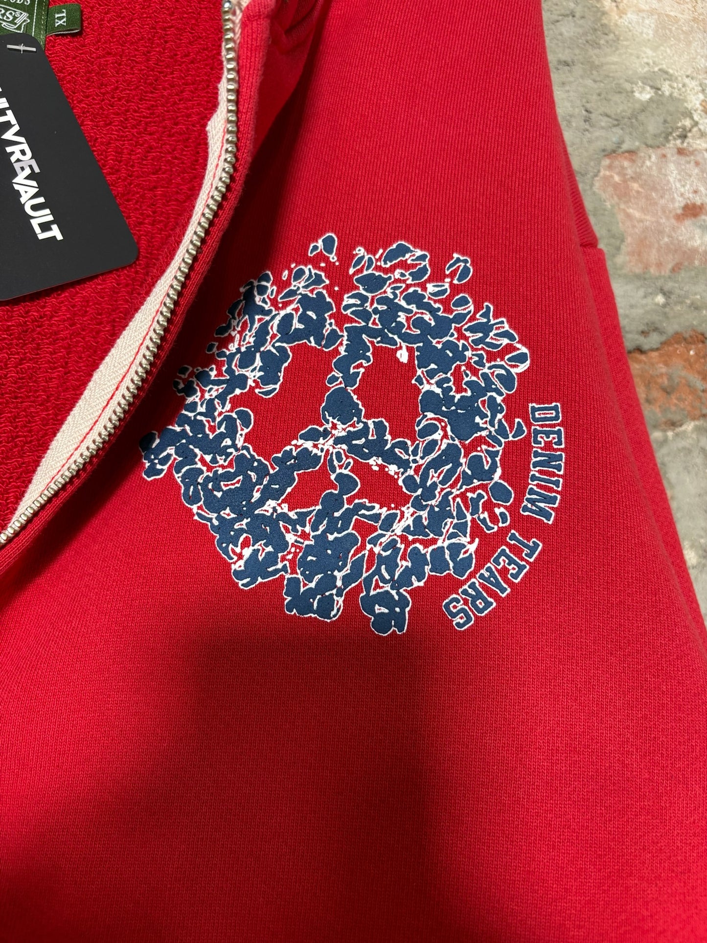 Denim Tears University Zip Up Hoodie Red Sz XL