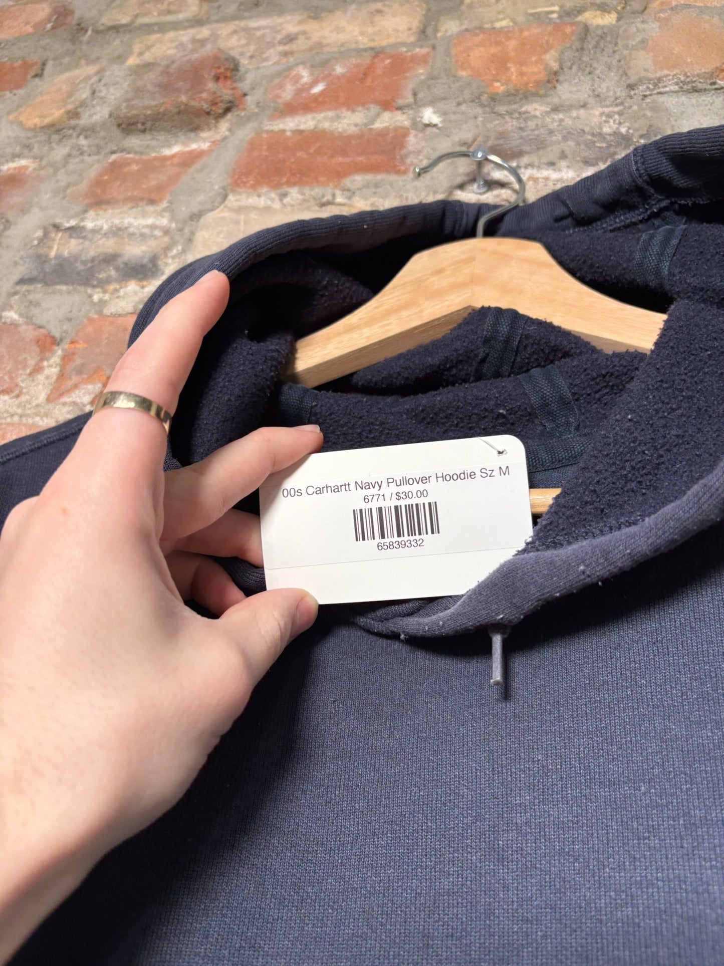 00s Carhartt Navy Pullover Hoodie Sz M