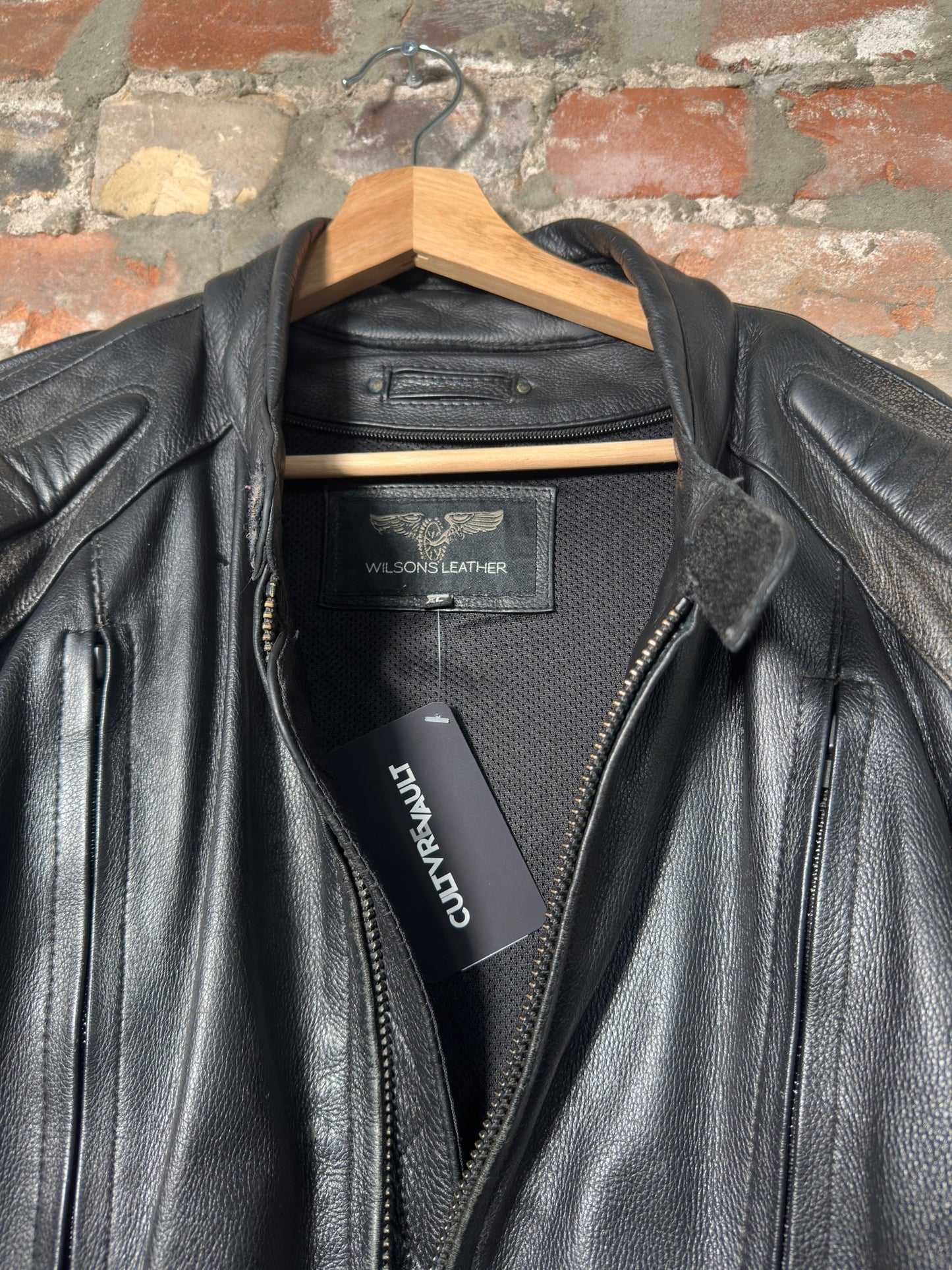 Vtg Wilsons Leather Biker Jacket Sz XL
