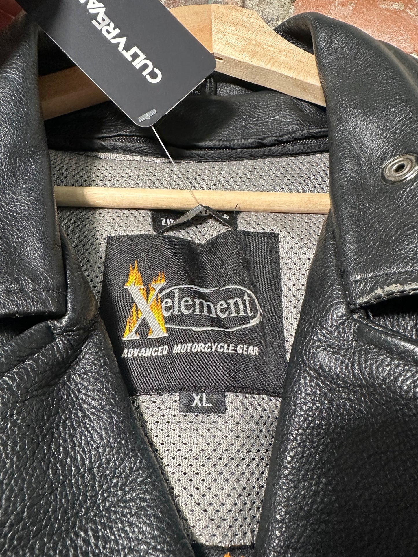 Vtg Xelement Leather Biker Jacket Sz XL