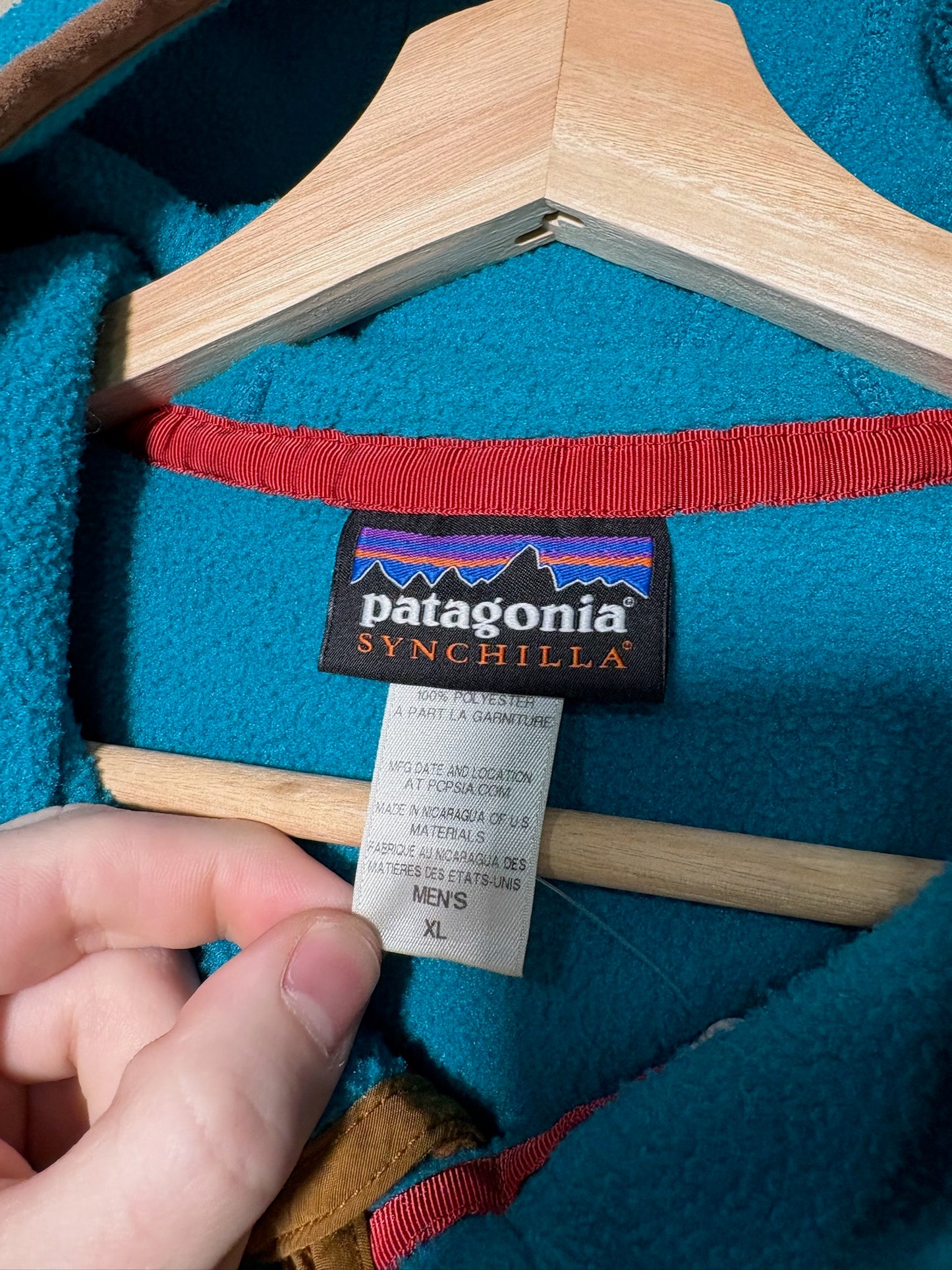 90s Patagonia Synchilla Button Up Hooded Fleece Sz XL