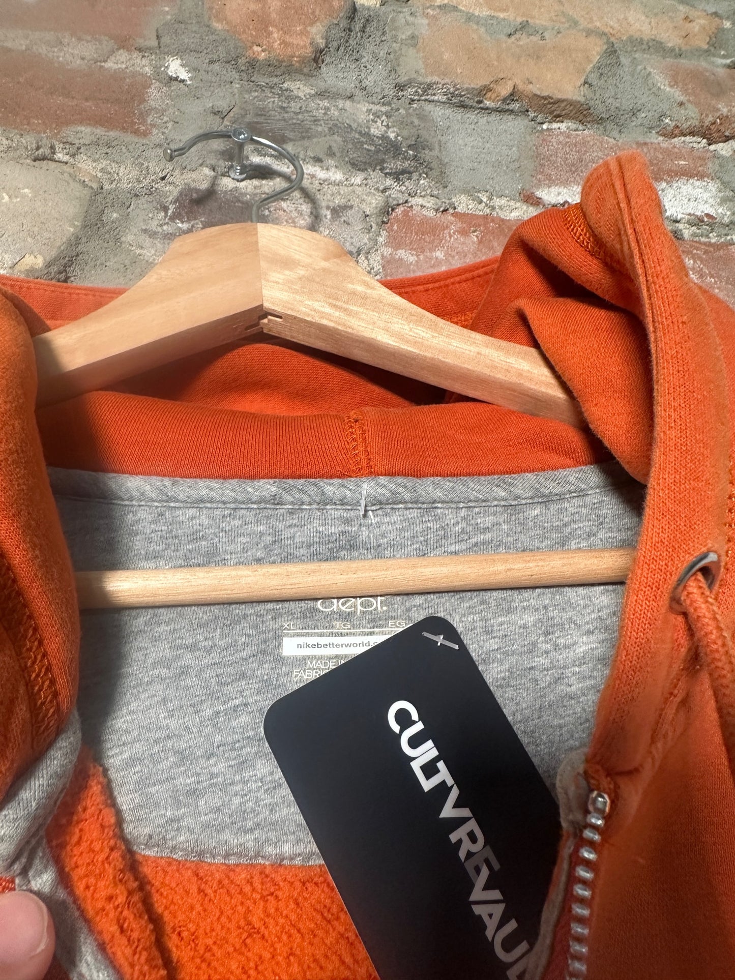 00s Nike Mini Swoosh Zip Up Hoodie Orange Sz XL