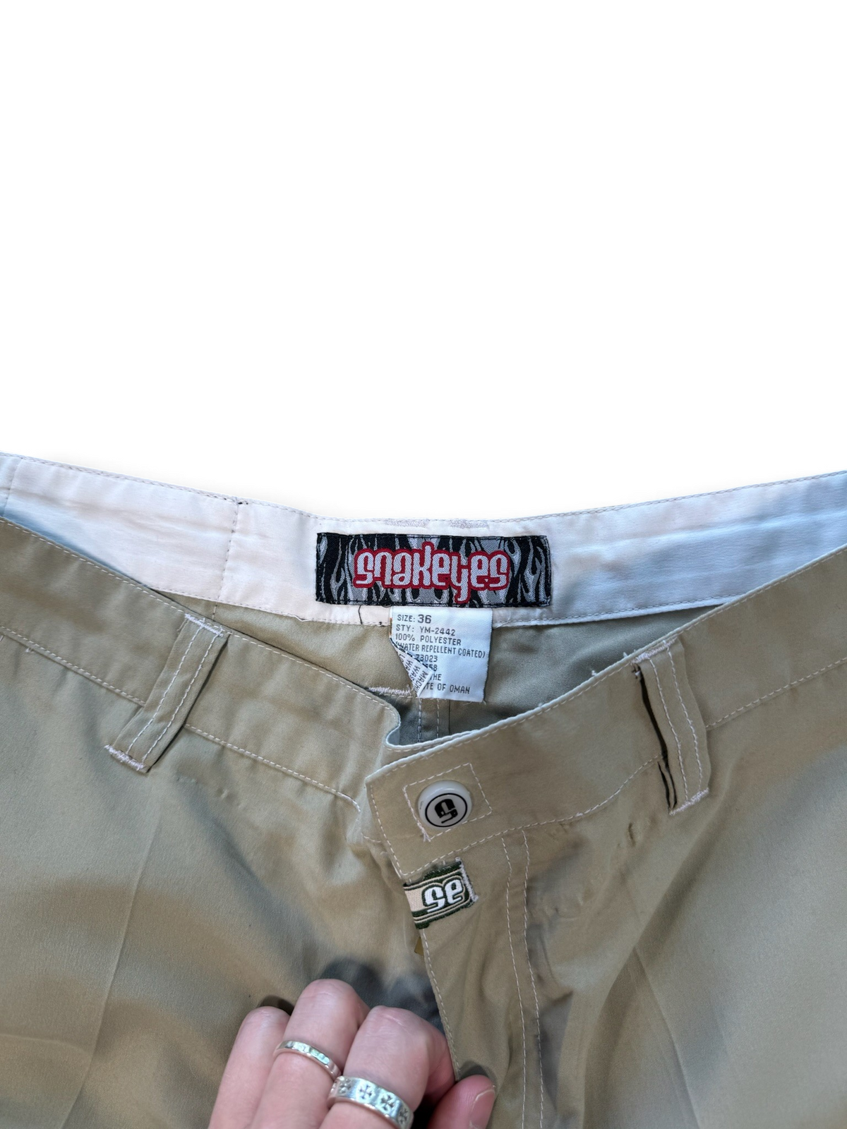 (36W) Vintage Y2K Snakeyes Tan Cargo Parachute Pants