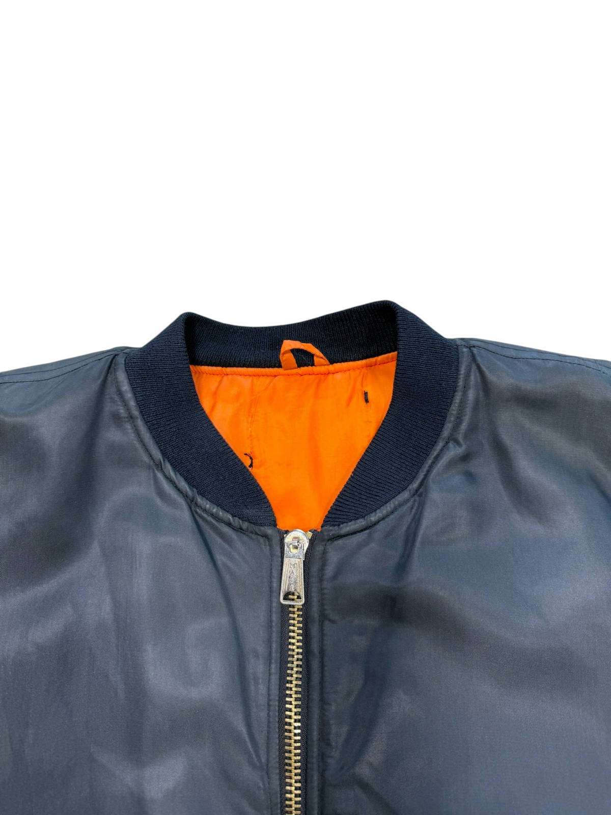 (L) Vintage Black Satin Bomber Jacket