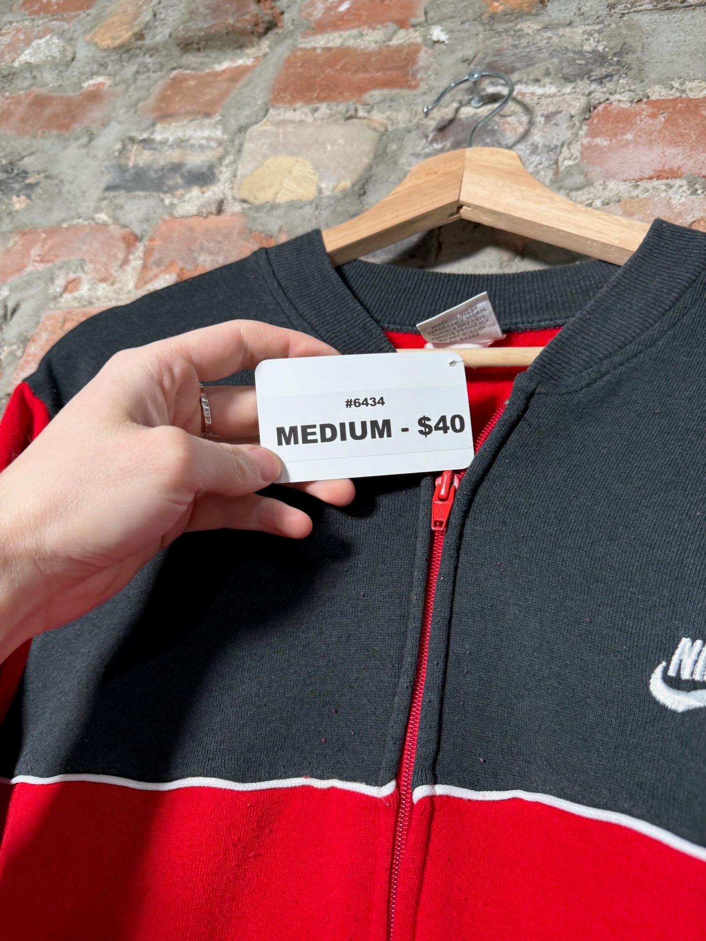 90s Nike Zip Up Sweater Red Sz M