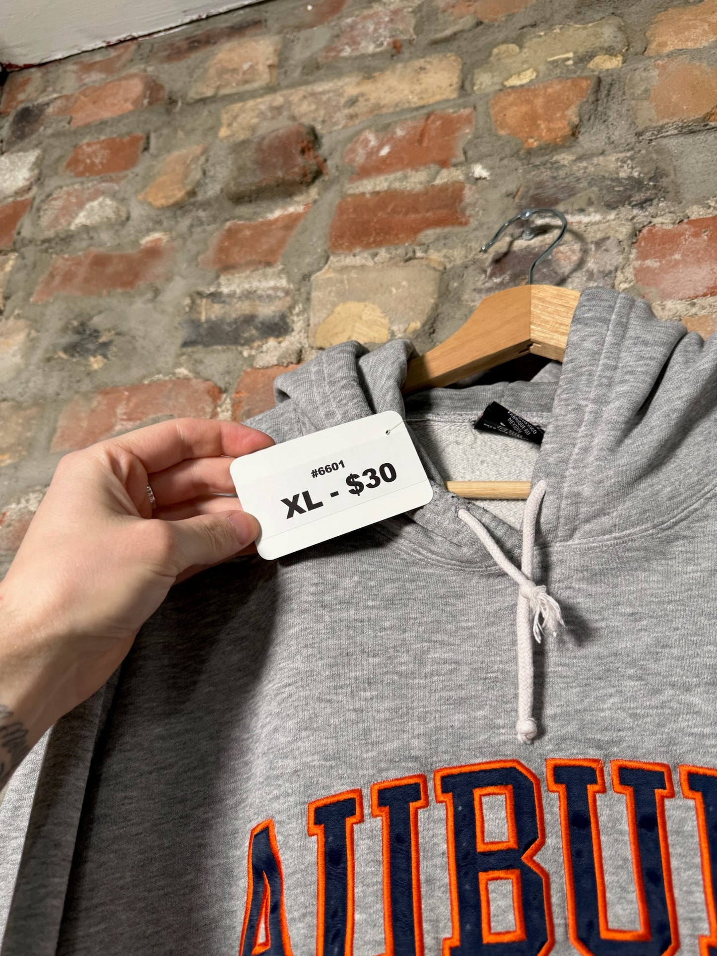 00s Nike Auburn Middle Swoosh Hoodie Grey Sz XL
