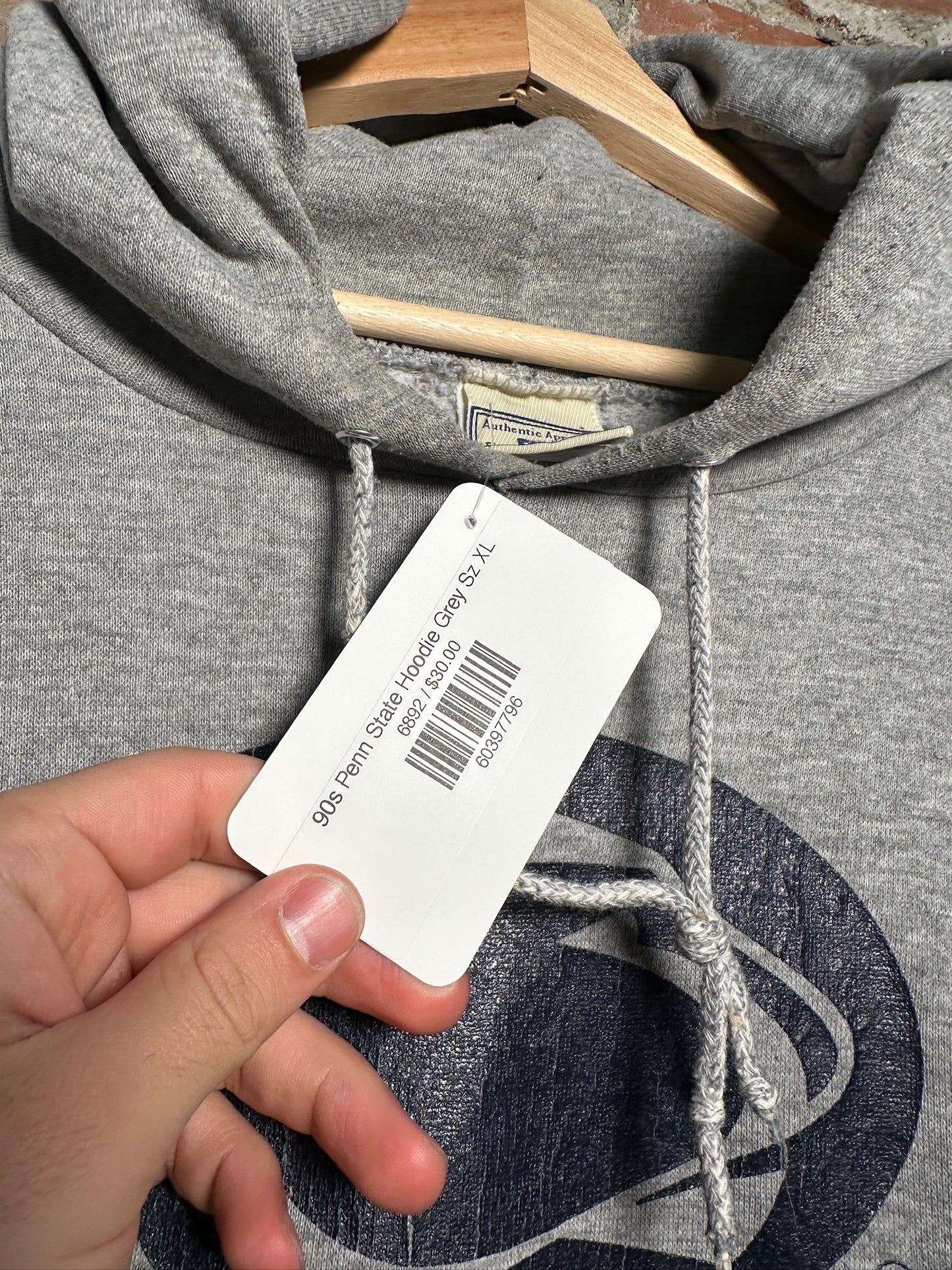 90s Penn State Hoodie Grey Sz XL