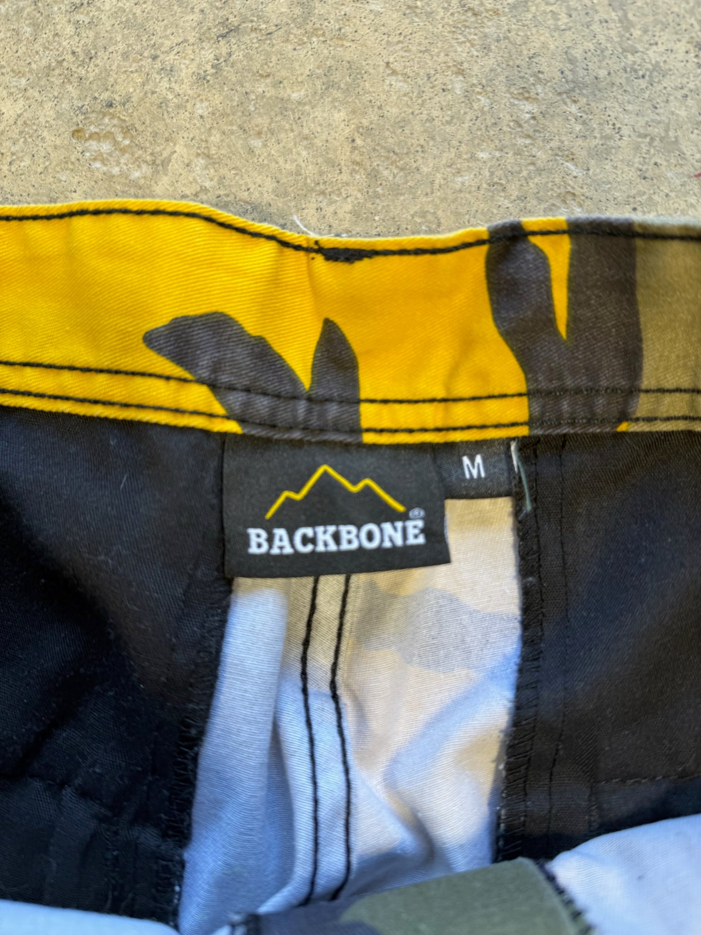 (M) 00s Backbone Yellow Adjustable Camo Pants