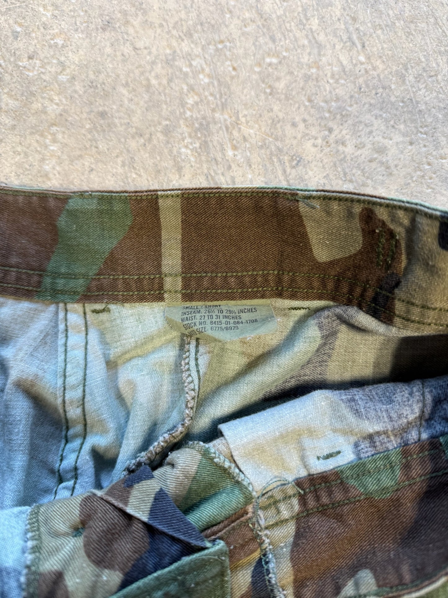 (S) Vtg Military Woodland Camo Adjustable Cargo Pants