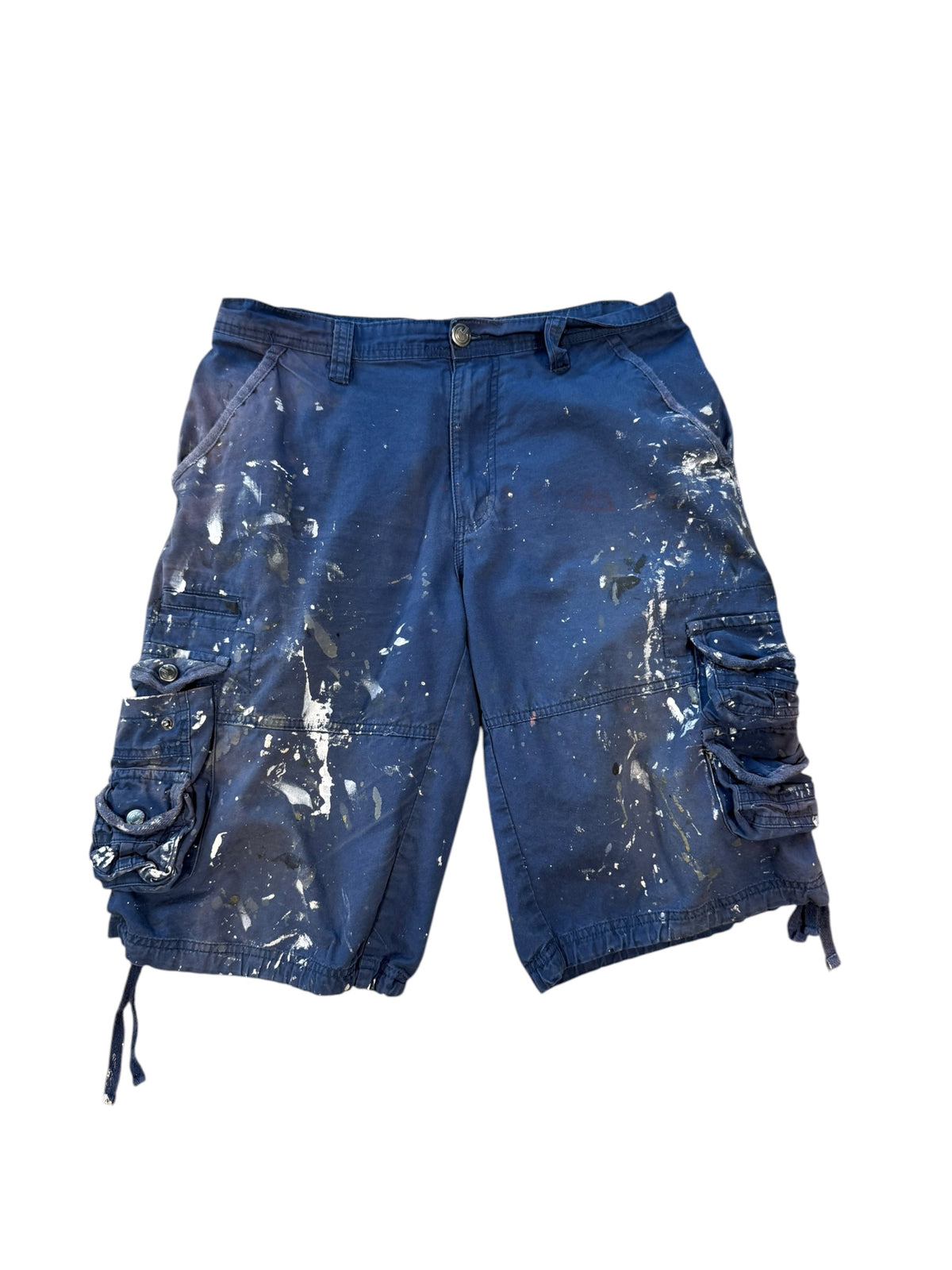 (32) Vintage Trashed Navy Cargo Shorts