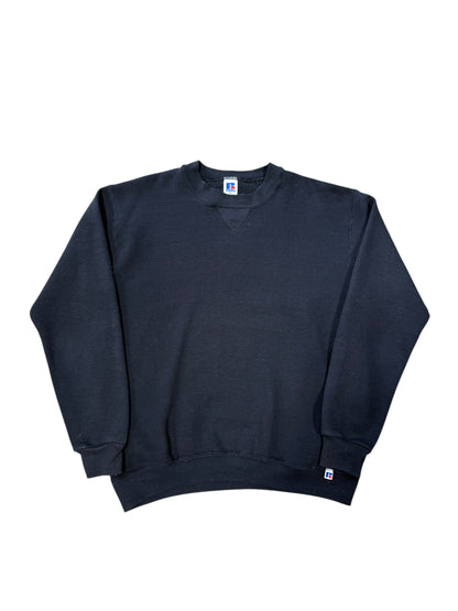 (M) 90’s Russell Blank Black Crewneck