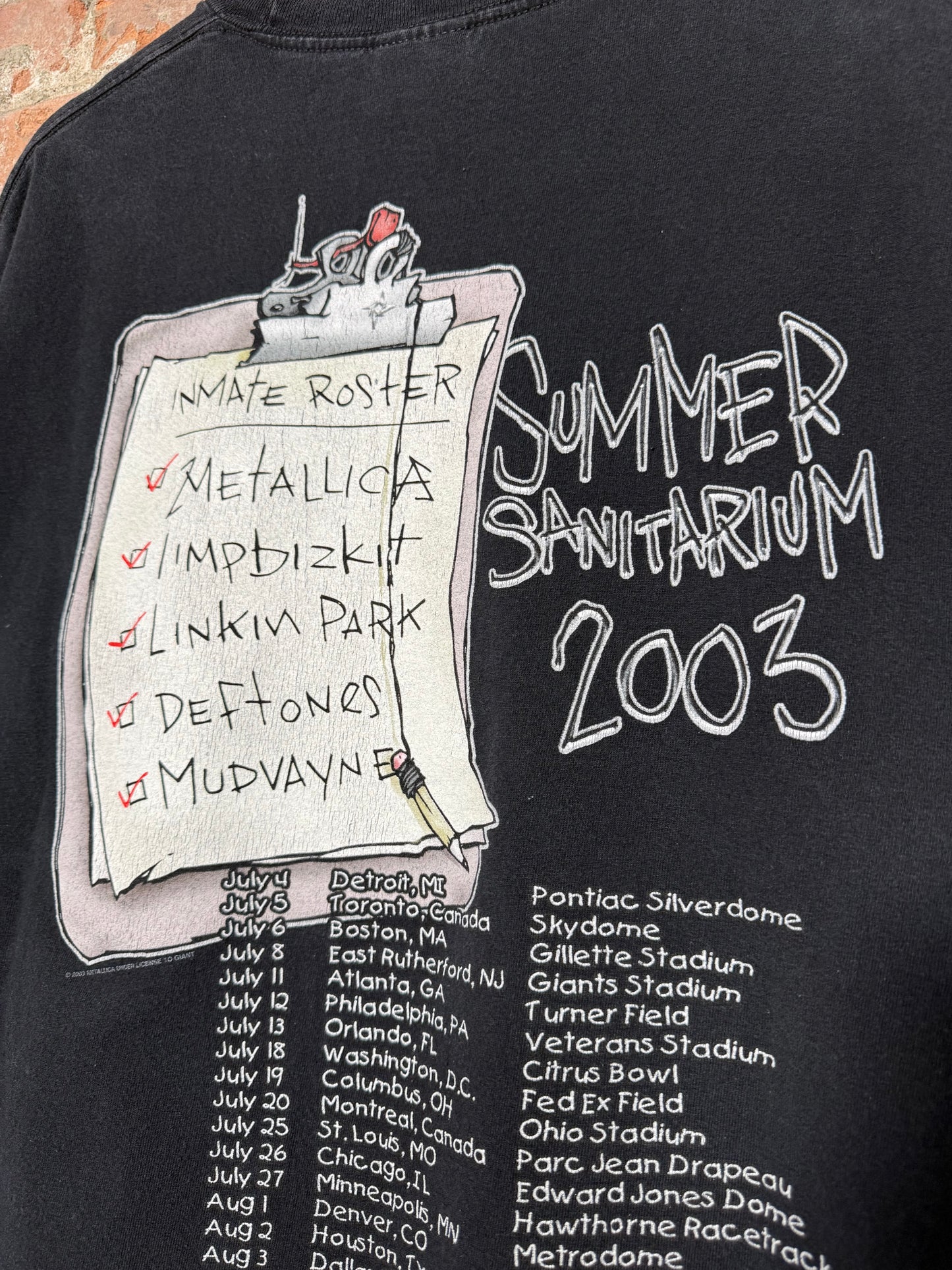 2003 Metallica The Inmates Tour Sz XL