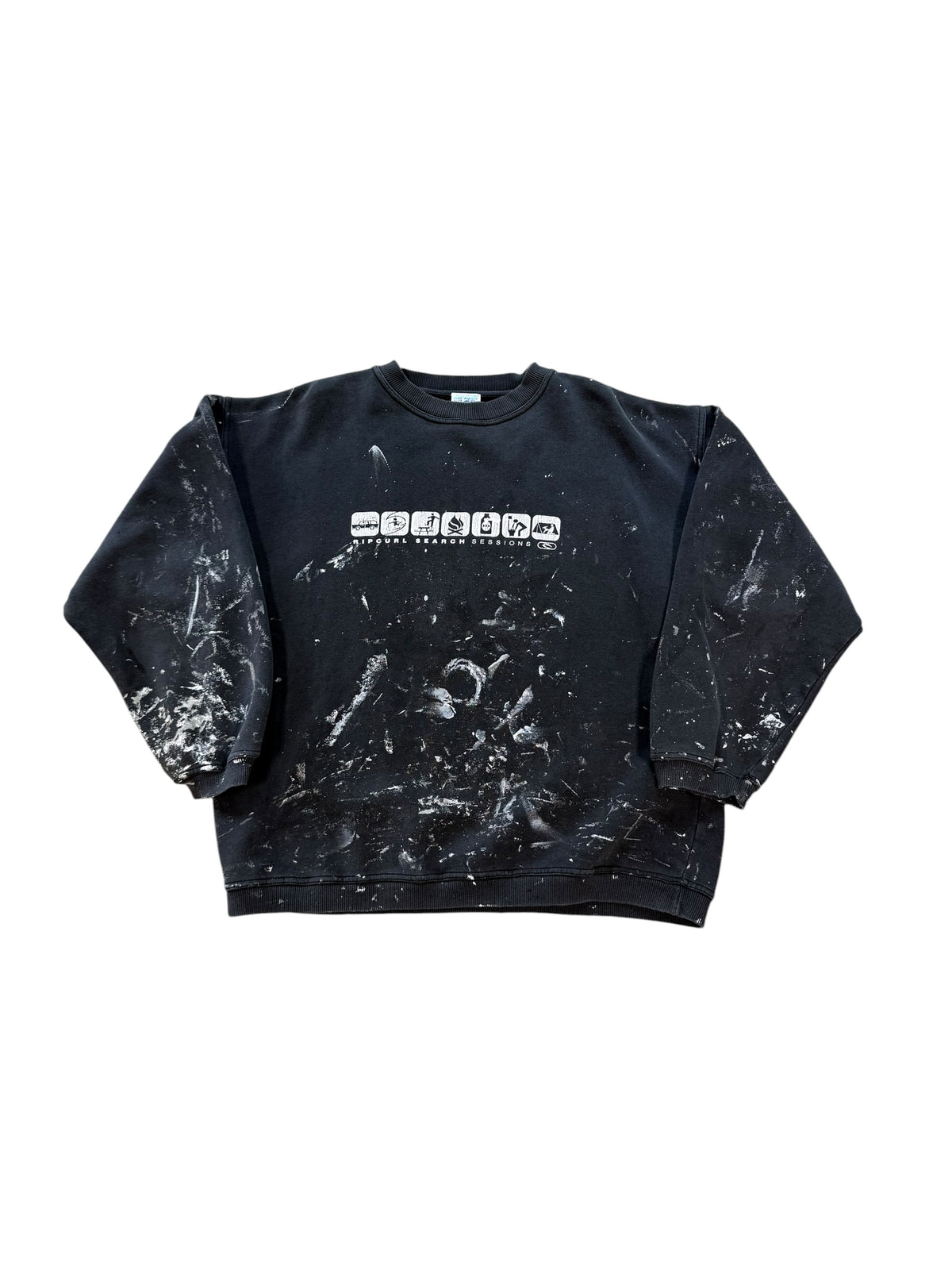 (L) Vintage Rip Curl Camping Sign Distressed Crewneck Sweater