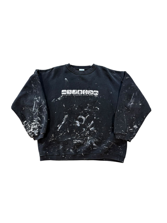 (L) Vintage Rip Curl Camping Sign Distressed Crewneck Sweater