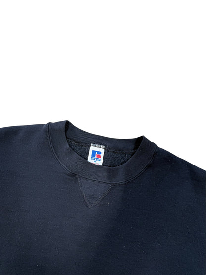 (M) 90’s Russell Blank Black Crewneck
