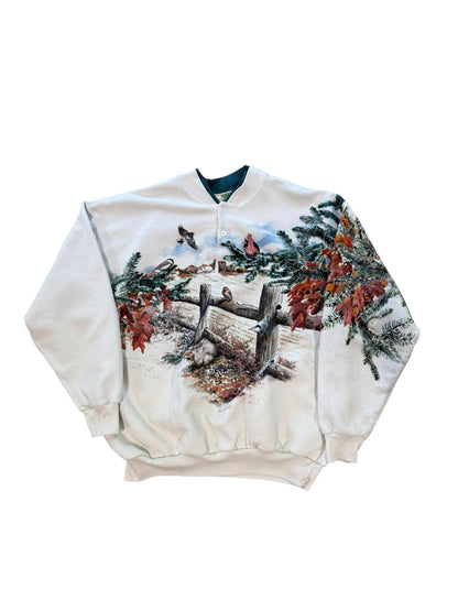 (L) 90’s SnowBirds All Over Print Nature Crewneck