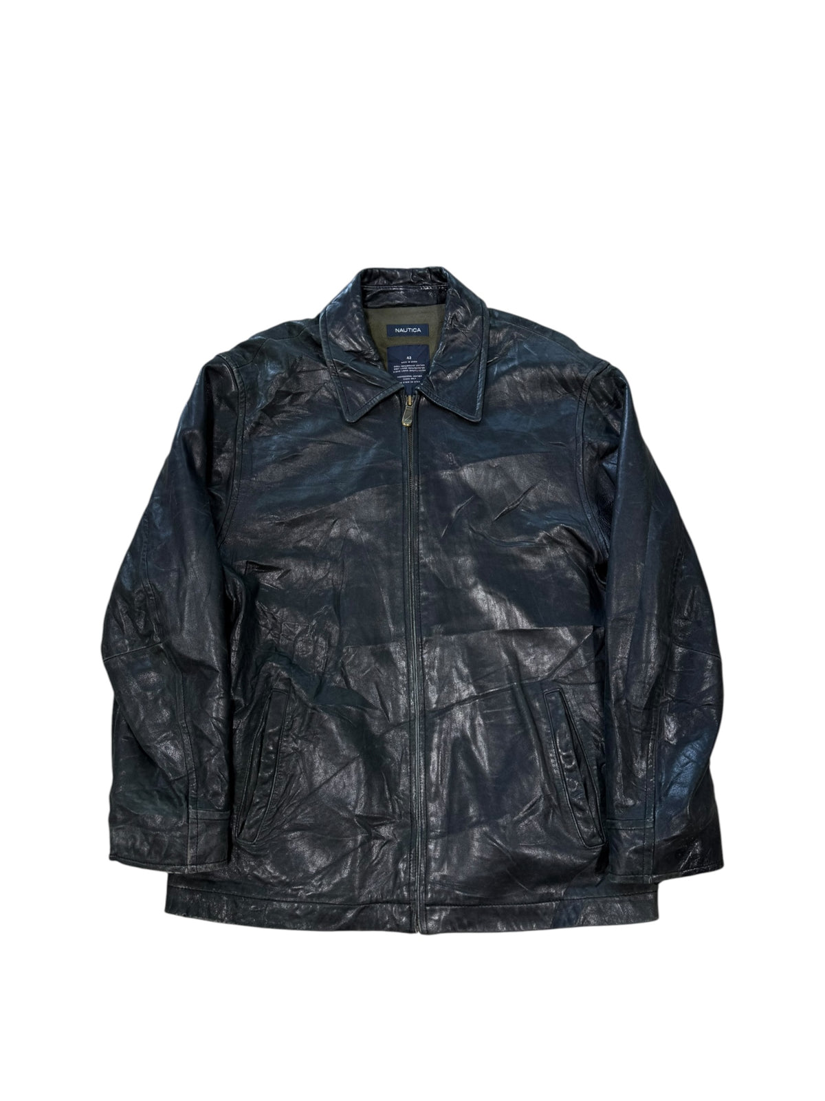 (XL) Vintage Nautica Long Leather Jacket