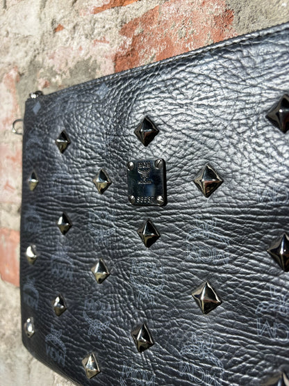 MCM Black Studded Clutch Bag