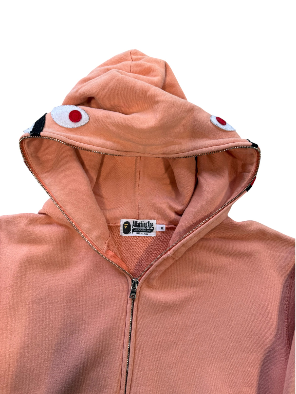 (L) Bape PONR Full Zip Shark Hoodie Peach