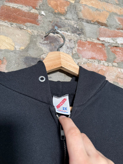 (XXL) Vtg Jerzees Black Zip-Up Hoodie