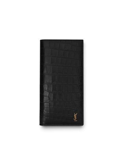 (OSFA) Saint Laurent Tiny Cassandre Croc Leather Wallet