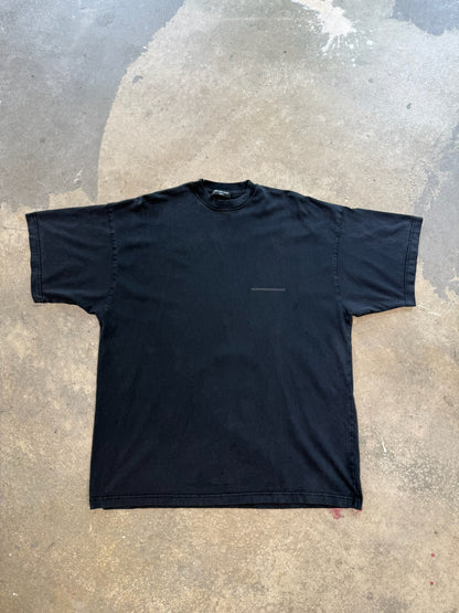 (M) Balenciaga Taped Logo Black Tee