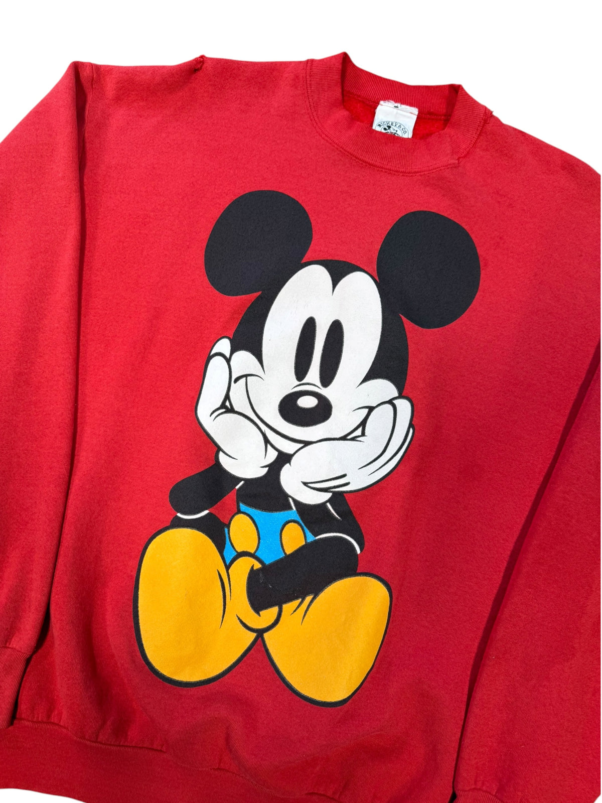 (L) 90’s Mickey Mouse Big Print Crewneck